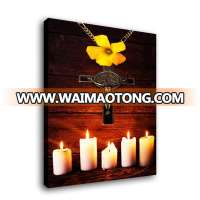 Religion Art Canvas Print With LED Light Cross Wall Painting