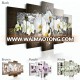 Framed Fashion Wall Art canvas pictures 5 sets Mangnolia Flower Orchid Flower Modern Home Wall Decor for Living Room Gift